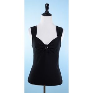 WHBM Black stretchy top with silver hardware